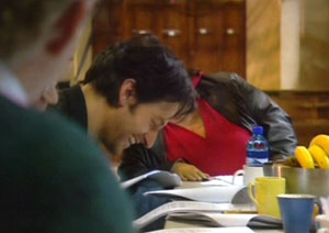 Richard Armitage rehearsing The Vicar of Dibley